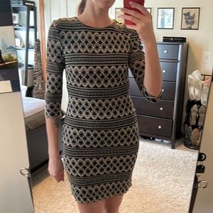 Cache Black and Gold 1/2-3/4 Sleeve Dress